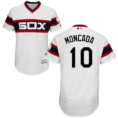 White Sox #10 Yoan Moncada White Flexbase Authentic Collection Alternate Home Stitched MLB Jersey